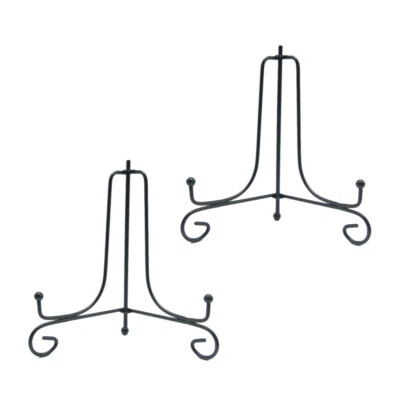 2 Pcs Office Plate Holder Display Stand Tableware Rack Iron Dish