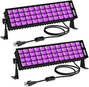 SHGPODA 2 Pack 100W LED Black Light Bar, Light Up 40x40ft Area, 105 LEDs Blacklight with 5ft Power Cord, US Plug and Switch, Black Lights for Glow Party, Body Paint, Birthday, Halloween, Christmas
