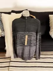 Urban Pipeline Quarter Zip Pullover Sweater Charcoal Stripes Large $50. NWT