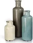 Ceramic Flower Vases Set of 3, Rustic Coastal Home Decor for Farmhouse Shelves,