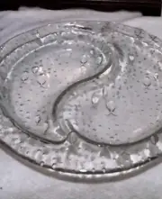 Handmade Bullicante Clear Art Glass Platter Heavy 6.75 Lbs. fish pattern