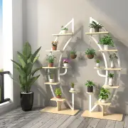 Costway6-Tier Tall Metal Plant Stand Rack with Top Hook-2 pieces