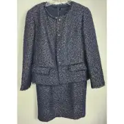 Ann Taylor Women's Sz. 10 Navy Pink & Silver Tweed Sheath Dress & Blazer Set NWT