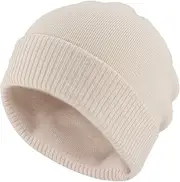 [Gisdanchz] Wool Beanie Skull Caps for Men Ladies Slouchy Hat Wool Beanie Merino Mens XL Hat Women Knit Cuff for Big Navy Soft Long Black Knitted Warm Cap Beige