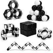 Fidget Toys Adults Pack, Sensory Fidgets Toy Set for Kids Teen Boy Girl Autism ADHD with Infinity Cube Figette Ball & Fidget Ring Desk Cool Gadget Stress Relief Flippy Chain Christmas Stocking Stuffer