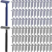 Lasnten 400 Pcs Disposable Razors Bulk Individually Wrapped Twin Blade Razors with Clear Safety Cap Stainless Steel for Women Men Hotel Shelter Homeless Nursing Home(Black, Blue)