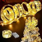 Christmas Ribbon Fairy Lights - 10 m Shiny 100 LED Strip for Tree, Bow Lights, 100 LED Christmas Ribbon