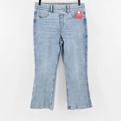 SPANX Jeans Womens Size LP Kick Flare Indigo Sky Pull On Stretch Blue Denim NEW