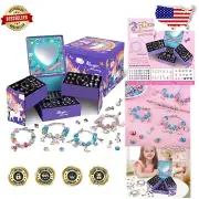 Deluxe Unicorn Charm Bracelet Making Kit with Jewelry Box - Ages 6-12
