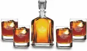 Personalized Whiskey Decanter Set with 4 Whiskey Glass - Best Scotch Lover Gift