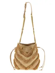[Pinko] Pinko-Raffia Mini Bucket Bag Borse A Spalla Beige-Donna OS