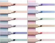 CCINEE 12 Pieces Pastel Highlighters Pen，Colorful Handbook Pen, light Colour Marking Pen Journal for Notes School Office Supplies