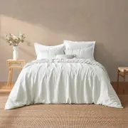 Natural Home Vintage Washed Hemp Linen Quilt Cover Set Dove Grey - Queen Bed