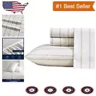 Premium King Sheets Set - Oeko-Tex Certified Cotton Percale in Merrick Stripe