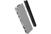 Hyper DUO HD28C-GRAY USB Type C Docking Station - Memory Card Reader - microSD, SD - 100 W - Grey - 4K, 5K - 3840 x 2160, 5120 x 2880 - 2 x USB Ports