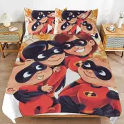 v2828 Bed Sheets Bedding The Incredibles Cartoon Bedding Sets Ultra Soft Skin-Friendly Duvet Cover 3 Piece, Cute Comforter Cover Bed Set for Boys Gir