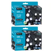 2x Sansai 100 LED Electric Globe Decorative/Christmas String Lights Cool White