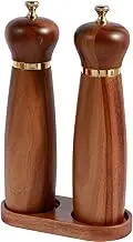 HSHGZSR Wood Salt and Pepper Grinder Set Manual Adjustable Salt Pepper Mill Grinder with Base Coarseness Salt and Pepper Shakers with Ceramic Core Practical Mill Grinder Set Pepper Mill for Home