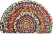 Half Round Door Mat,Semi Circle Bathroom Floor Rug,Mandala Boho Bohemian Non-Slip Welcome Entrance Way Absorbent Bath Mat,Microfiber Tufted Indoor Rug for Kitchen Living Room (Multicolor)