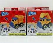 Turbo Wheels Toy Construction Trucks To Build Moveable Take Aparts Pack of 2