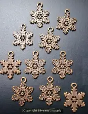 SNOW FLAKE charms 10 Ant Copper plated earring pendant charms dangles CFP139