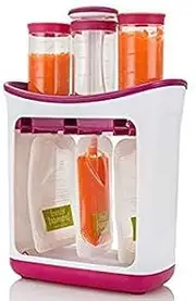 Fresh Squeezed Squeeze Station Baby Weaning Food Puree Reusable Pouches, for Baby, Travel, business trip, easy to carry. Take it on the Go, refill pouches, reusable silicone pouches. (Squeeze Station)
