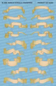 FALLOUT HOBBIES BLANK VEHICLE SCROLLS AGED LRG TRANSFER Sheet 5.5” x 8.5” DECALS