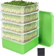 KGDSFG Bean Seed Germination Kit, Micro-Green Plant Growing Tray, Drain Tray, Four-Tier Stackable Sprout Growing Kit Easy Install Easy to Use