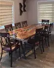 Clear Epoxy table top, Live edge Wood table, Handmade Furniture, Dining table