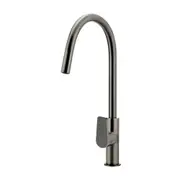 MEIR Piccola Round Pull Out Kitchen Mixer Tap - Dual Flow - Paddle Handle - PVD Brushed Nickel