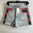 DESIGUAL Cartagena Patchwork Denim Shorts Women's US Size 10 (IT 44) Blue