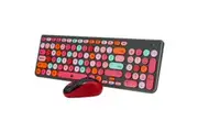 2.4Ghz Wireless Keyboard Mouse Combo Rechargeable Mac Windows Android 96 Key - Black Red