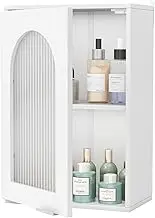 Giantex Bathroom Wall Cabinet, Medicine Cabinet with Tempered Glass Door & Adjustable Shelf, Over The Toilet Storage Cabinet for Laundry Room Living Room Kitchen, White