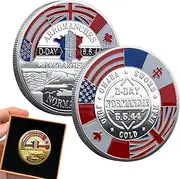 D Day 80th Anniversarys Coin | 80th World War II Anniversarys Challenge Coin | D Day 80th Anniversarys Pin Badge | 1944 Commemorative Coin