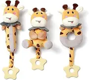 TUMAMA Baby Rattles 0-6 Months, 3Pcs Infant Boy Toys Rattles for Babies 0-6 Months, Super Soft Plush Rattles Sensory Toys for Newborn Gift