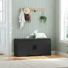 2-Tier Storage Bench, Shoe Bench with Thickened Padded Seat Cushion, Entryway