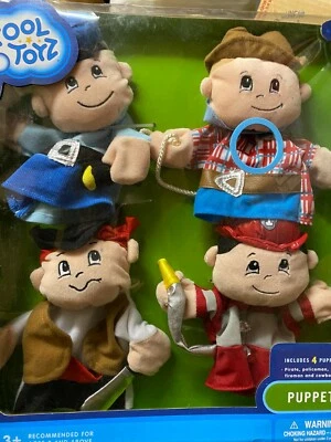KOOL TOYZ HAND PUPPET SET~New 4 Cowboy*Fireman*Policeman*Pirate