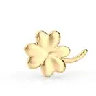 14K Yellow Gold Curved Screw Nose Ring With Clover Cubic Zirconia - 20 Gauge