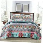 Cotton Bedspread Quilt Sets-Reversible Patchwork King Boundless Universe