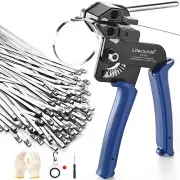 Metal Zip Ties Tool, Stainless Steel Zip Tie Gun with Built-in Cutter, Adjust...