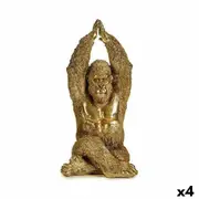 Decorative Figure Yoga Gorilla Golden 17 x 36 x 19.5 Cm 4 Units
