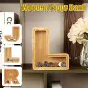 Wooden Letter Piggy Bank Transparent English Alphabet Money Jar Large TuiwC .b
