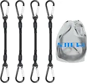SDTC Tech 10IN Mini Short Bungee Cords with Carabiner Hooks Heavy Duty Elastic Tie Downs Straps for Tent, Bike, Kayak, Luggage (4-Pack Total Length 12 Inches)