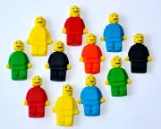 LEGO MEN EDIBLE CAKE TOPPERS - X 6, 12 OR 24... GREAT VALUE!! Mixed Colours