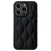 For iPhone 13 Pro Fine Hole 8-shaped Texture Eiderdown Airbag Phone Case - Black