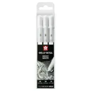 Sakura Gelly Roll Pen 0.5 / 0.8 /1.0 mm Gel Ink Pen - 3 PC X 3 Set (9PC) White