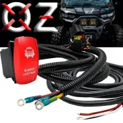 10' Power Busbar Wire Bumper Lights On/Off Red Rocker Switch 3-Wire Harness Kit