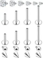[Lcolyoli] Medusa Piercing Jewelry Stainless Steel Labret Jewelry Monroe Lip Rings 16g Different Size Tragus Nail Conch Cartilage Helix Earring Stud Bar Length 6mm 8mm 10mm 12mm