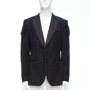 BOSS HUGO BOSS 2019 virgin wool silk navy houndstooth velvet tux blazer IT50 L