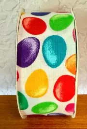 Offray Ribbon Jelly Beans/Eggs Arts-Crafts/Gifts-Floral Ribbon 1-3/8"x7' Remnant